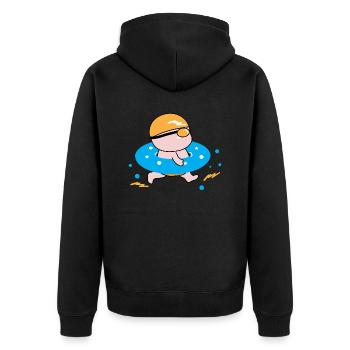 Glücklicher Junge genießt das Schwimmen - Unisex Premium Bio Zip Hoodie - Schwarz - Hinten - Nico (187cm)