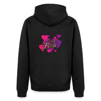 Team Bride Goldverlauf - Unisex Premium Bio Zip Hoodie - Schwarz - Hinten - Nico (187cm)