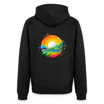 Welt der Golfer. - Unisex Premium Bio Zip Hoodie - Schwarz - Hinten - Nico (187cm)
