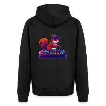 Eichhörnchen DJ Geschenkidee - Unisex Premium Bio Zip Hoodie - Schwarz - Hinten - Nico (187cm)