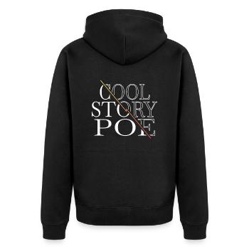 present earth believe conspiracy present idea - Unisex Premium Bio Zip Hoodie - Schwarz - Hinten - Nico (187cm)