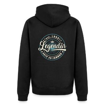 30. Geburtstag - Legendär seit 30 Jahren Geschenk - Unisex Premium Bio Zip Hoodie - Schwarz - Hinten - Nico (187cm)