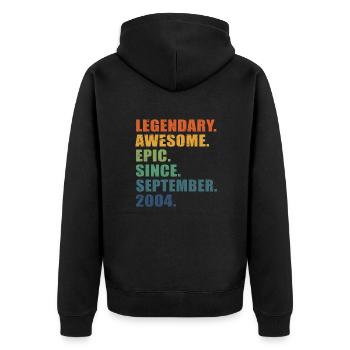 19th Birthday, September 2004, 19 Year Anniversary - Unisex Premium Organic Zip Hoodie - black - Back - Nico (187cm)