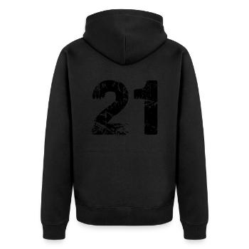 21 - Unisex Premium Organic Zip Hoodie - black - Back - Nico (187cm)