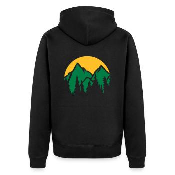 Montagnes Soleil Conifères - Veste à capuche bio Premium Unisexe - noir - Dos - Nico (187cm)