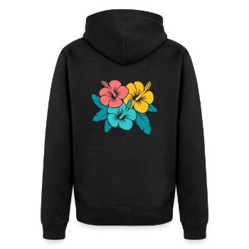 Blumenstrauß Hibiskusblüten, Illustration oberedel - Unisex Premium Bio Zip Hoodie - Schwarz - Hinten - Nico (187cm)