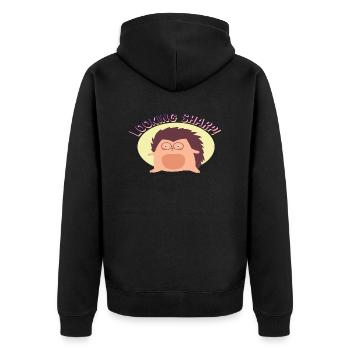 Looking Sharp Süsser Igel mit Brille - Unisex Premium Bio Zip Hoodie - Schwarz - Hinten - Nico (187cm)