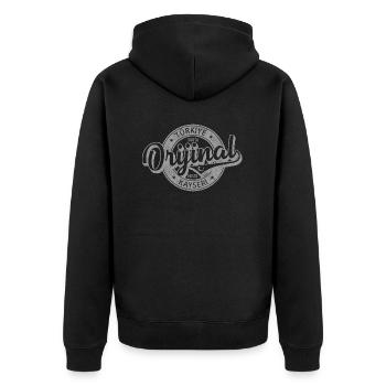 Kayseri - Unisex Premium Bio Zip Hoodie - Schwarz - Hinten - Nico (187cm)