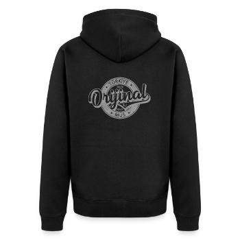Muş - Unisex Premium Bio Zip Hoodie - Schwarz - Hinten - Nico (187cm)