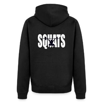 squats gym logo - Unisex Premium Organic Zip Hoodie - black - Back - Nico (187cm)