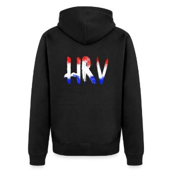 Kroatien Kroatisch Hrvatska Kroaten Kroaten Kroaten - Unisex Premium Bio Zip Hoodie - Schwarz - Hinten - Nico (187cm)