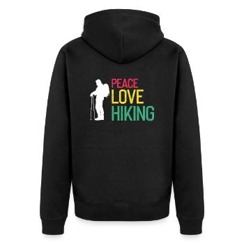 PEACE LOVE HIKING Chemise rétro géniale pour randonneur - Veste à capuche bio Premium Unisexe - noir - Dos - Nico (187cm)