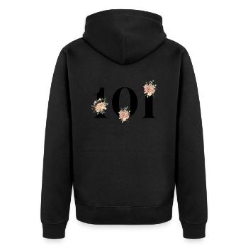 Blumen zum 101-jährigen Jubiläum (Geschenk von 101 Jahren) - Unisex Premium Bio Zip Hoodie - Schwarz - Hinten - Nico (187cm)