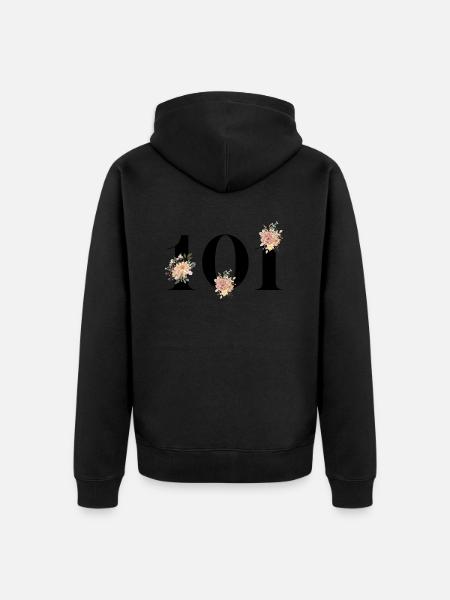 Fiori del 101° Anniversario (Regalo di 101 anni) - Felpa con cappuccio ecologica premium unisex - nero