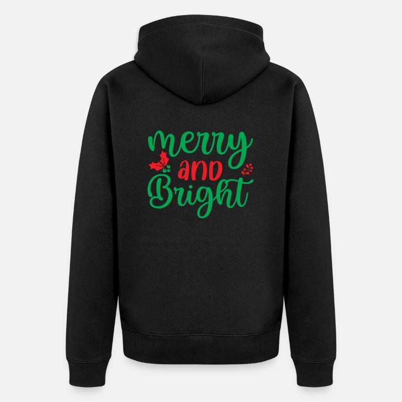 fröhlich und hell - Weihnachtsfeier - Unisex Premium Bio Zip Hoodie - Schwarz