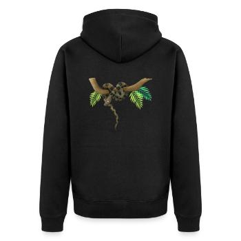 Anaconda, die lustige Schlange - Unisex Premium Bio Zip Hoodie - Schwarz - Hinten - Nico (187cm)