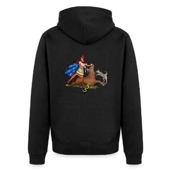 mithras & taurus - Unisex Premium Bio Zip Hoodie - Schwarz - Hinten - Nico (187cm)