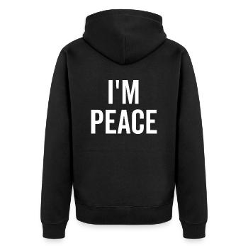 Ich bin Frieden - Unisex Premium Bio Zip Hoodie - Schwarz - Hinten - Nico (187cm)