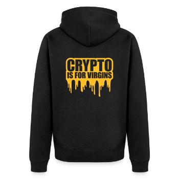 crypto is for virgins - Unisex Premium Organic Zip Hoodie - black - Back - Nico (187cm)