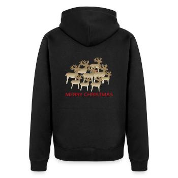 Christmas Reindeer - Unisex Premium Organic Zip Hoodie - black - Back - Nico (187cm)