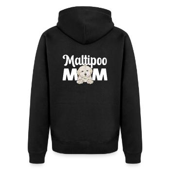 Maltipoo Hund - Unisex Premium Bio Zip Hoodie - Schwarz - Hinten - Nico (187cm)