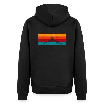 DOWNHILL MOUNTAIN BIKE VINTAGE GIFT - Unisex Premium Organic Zip Hoodie - black - Back - Nico (187cm)