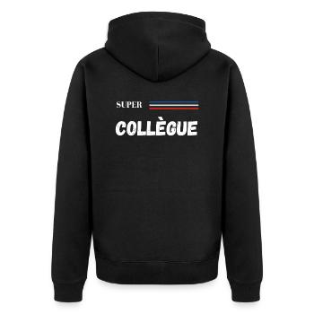 super collègue - t-shirt assorti - Veste à capuche bio Premium Unisexe - noir - Dos - Nico (187cm)