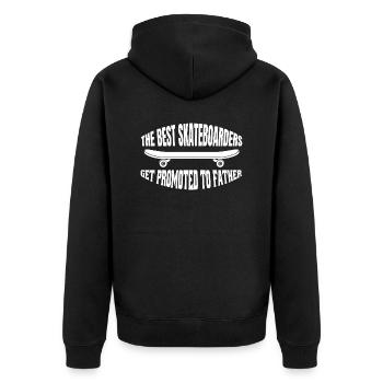 Skateboard Skaten Skate-Fan Skater Skateboarding - Unisex Premium Bio Zip Hoodie - Schwarz - Hinten - Nico (187cm)
