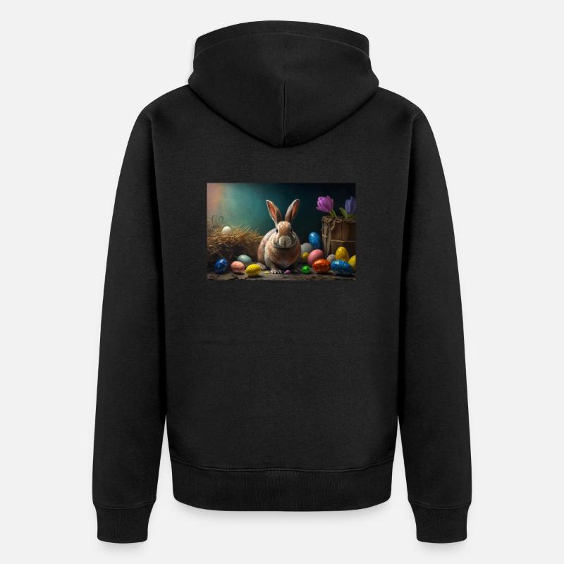 Lapin de Pâques 1 - Veste à capuche bio Premium Unisexe - noir