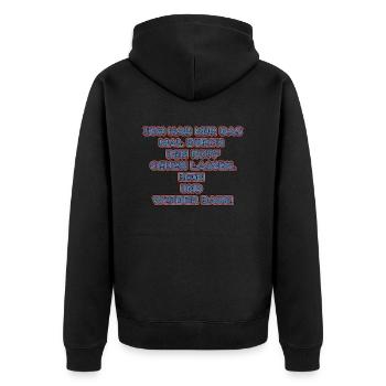 witziges Nicht-Nachdenken-Design / lustige Sprüche - Unisex Premium Bio Zip Hoodie - Schwarz - Hinten - Nico (187cm)