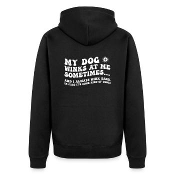 Mon chien me fait parfois un clin d’œil Drôle d’amoureux des chiots - Veste à capuche bio Premium Unisexe - noir - Dos - Nico (187cm)