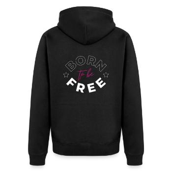 Born to be free - Unisex Premium Organic Zip Hoodie - black - Back - Nico (187cm)