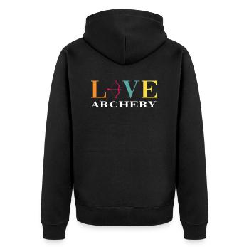 Archery archer bow and arrow target - Unisex Premium Organic Zip Hoodie - black - Back - Nico (187cm)