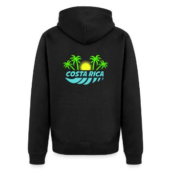 costa rica - Unisex Premium Bio Zip Hoodie - Schwarz - Hinten - Nico (187cm)
