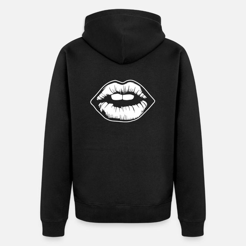 Lèvres, bouche, baisers lèvres - Veste à capuche bio Premium Unisexe - noir