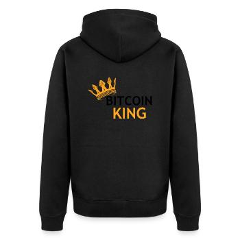 Crypto Bitcoin Trading - Unisex Premium Bio Zip Hoodie - Schwarz - Hinten - Nico (187cm)