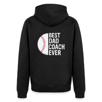 Bester Papa-Trainer aller Zeiten Lustige Baseball-Sportliebhaber - Unisex Premium Bio Zip Hoodie - Schwarz - Hinten - Nico (187cm)