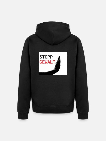 Stopp Gewalt - Unisex Premium Bio Zip Hoodie - Schwarz