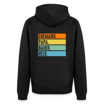 Landwirtschaft Landwirt Traktor Vater Papa Bauer - Unisex Premium Bio Zip Hoodie - Schwarz - Hinten - Nico (187cm)