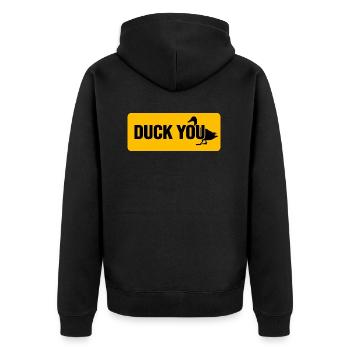 Duck duck collection duck breeder "duck meme" - Unisex Premium Organic Zip Hoodie - black - Back - Nico (187cm)