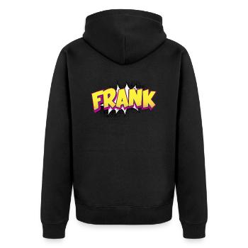 Frank Custom Name Comic Book Style Pop Art, Frank - Unisex Premium Organic Zip Hoodie - black - Back - Nico (187cm)