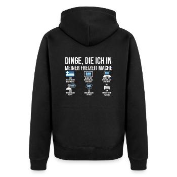 Griechen Grieche Griechenland - Unisex Premium Bio Zip Hoodie - Schwarz - Hinten - Nico (187cm)