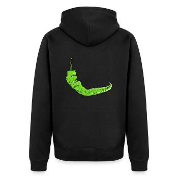 Chili Pepperoni scharf Tabasco - Unisex Premium Bio Zip Hoodie - Schwarz - Hinten - Nico (187cm)