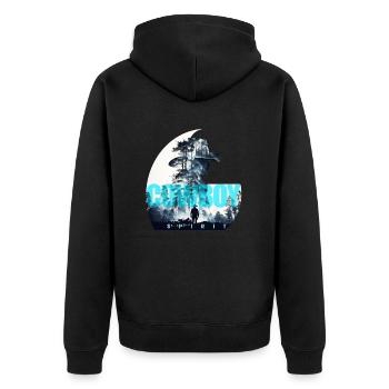 cowboy spirit - Unisex Premium Bio Zip Hoodie - Schwarz - Hinten - Nico (187cm)
