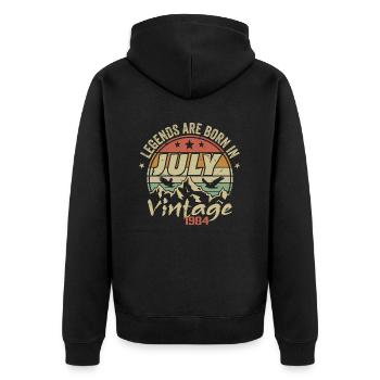 Vintage Anniversary - Hergestellt im Juli 1984 - Unisex Premium Bio Zip Hoodie - Schwarz - Hinten - Nico (187cm)