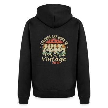 Anniversaire Millésime - Fabriqué en Juillet 2018 - Veste à capuche bio Premium Unisexe - noir - Dos - Nico (187cm)