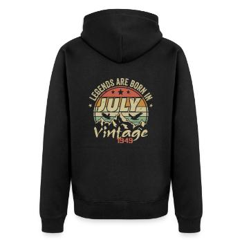 Vintage Anniversary - Made in July 1949 - Unisex Premium Organic Zip Hoodie - black - Back - Nico (187cm)