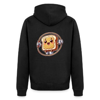 Toast Sandwich Beurre de cacahuète Dessin animé Corde à sauter - Veste à capuche bio Premium Unisexe - noir - Dos - Nico (187cm)