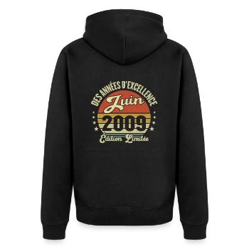 Des Années D'excellence Juin 2009 Cadeau - Veste à capuche bio Premium Unisexe - noir - Dos - Nico (187cm)