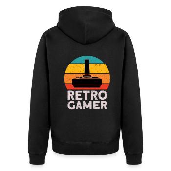 Retro Gamer pour les fans de consoles de jeux - Veste à capuche bio Premium Unisexe - noir - Dos - Nico (187cm)